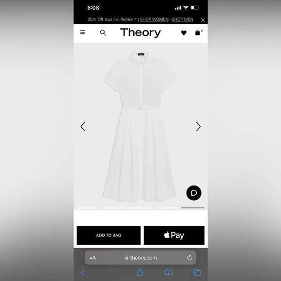 Theory white poplin dress with belt - Picture 5 of 8